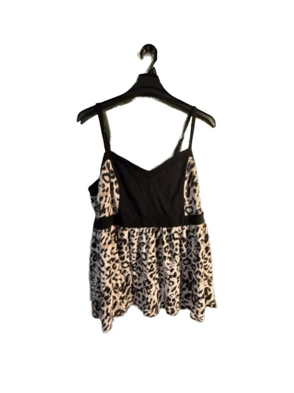 Torrid Black and White Leopard Print Babydoll Cami Tank Top
